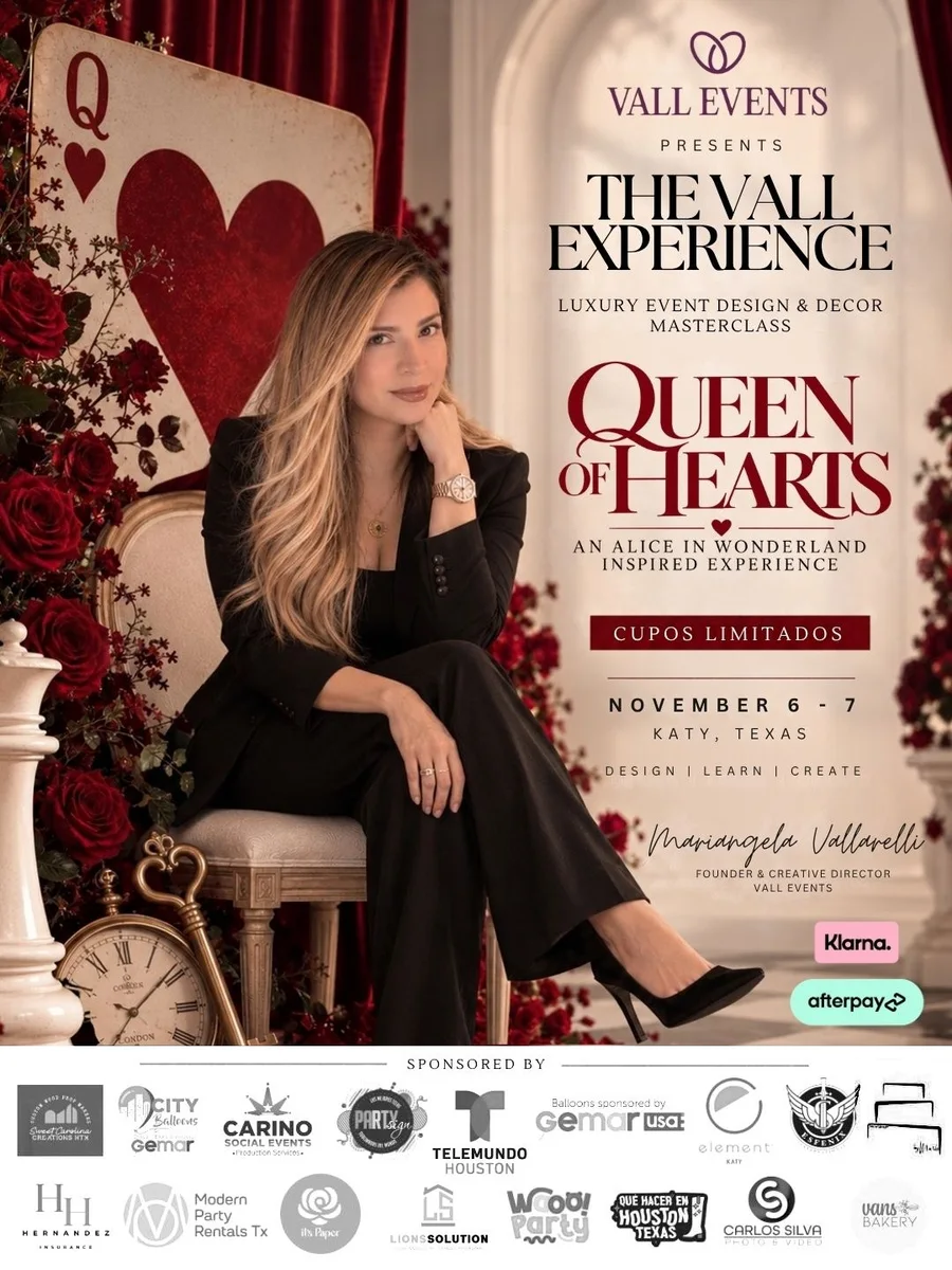 The Vall Experience Masterclass 2026 — Queen of Hearts, an Alice in Wonderland&ndash;inspired experience with Mariangela Vallarelli, Founder & Creative Director of Vall Events. November 6&ndash;7, Katy, Texas.